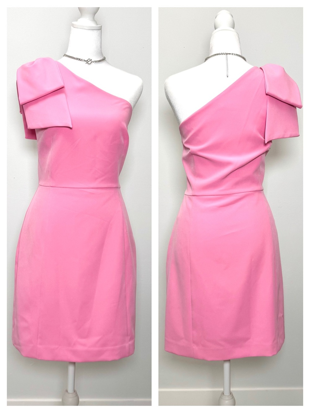 Gianni Bini Barbiecore Pink Bow One Shoulder Mini Dress NWT Size 10